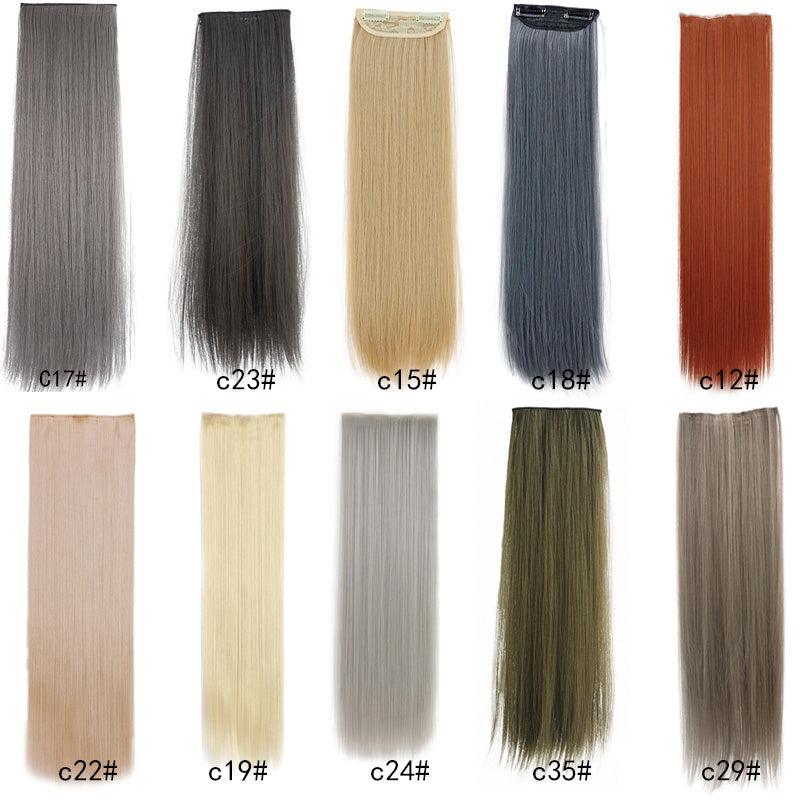 Brown Long Straight Hair Wig Set