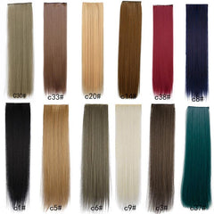 Brown Long Straight Hair Wig Set
