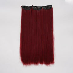 Brown Long Straight Hair Wig Set