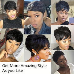Short Human Hair Wigs Pixie Cut Wigs With Bangs