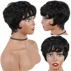 Short Human Hair Wigs Pixie Cut Wigs With Bangs