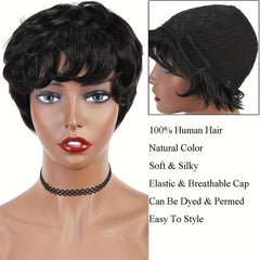 Short Human Hair Wigs Pixie Cut Wigs With Bangs