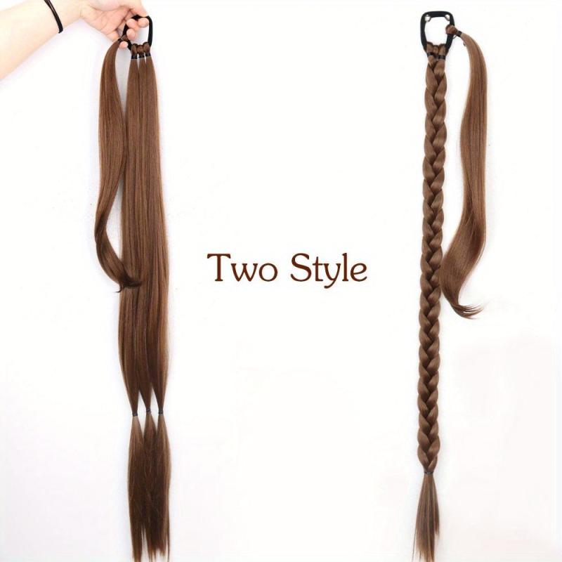 Long Braided Ponytail Extensions Synthetic Hair Pieces For Women