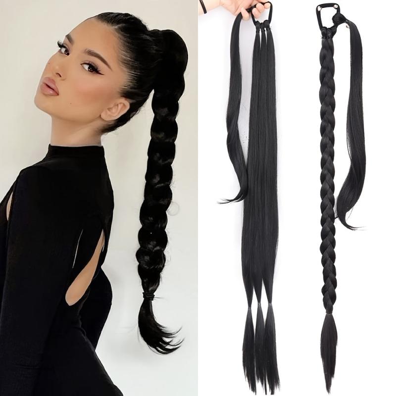Long Braided Ponytail Extensions Synthetic Hair Pieces For Women
