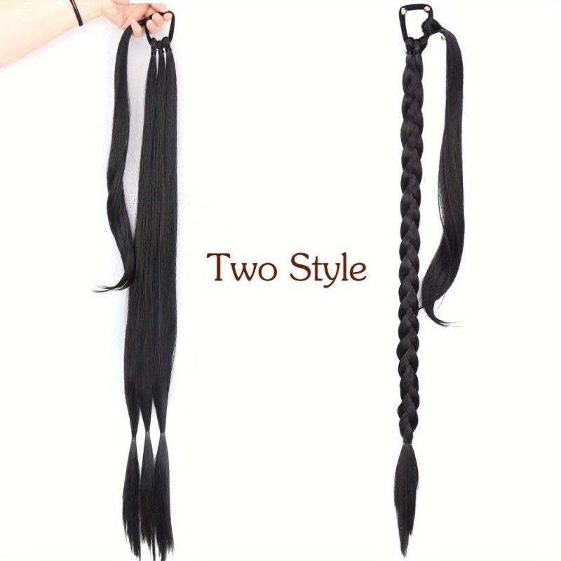 Long Braided Ponytail Extensions Synthetic Hair Pieces For Women