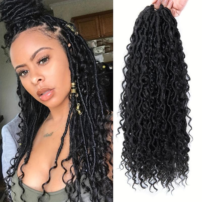 Goddess Locs Crochet Hair Extensions Fauxs Locs Wavy Curly Bohemian Braids