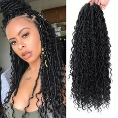 Goddess Locs Crochet Hair Extensions Fauxs Locs Wavy Curly Bohemian Braids