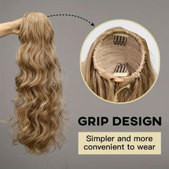 Long Wavy Ponytail Extensions Synthetic Clip In Hair Natural Daily Use
