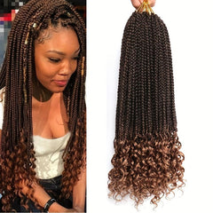 Boho Crochet Hair Extension Box Braid Curly Ends 45-72cm