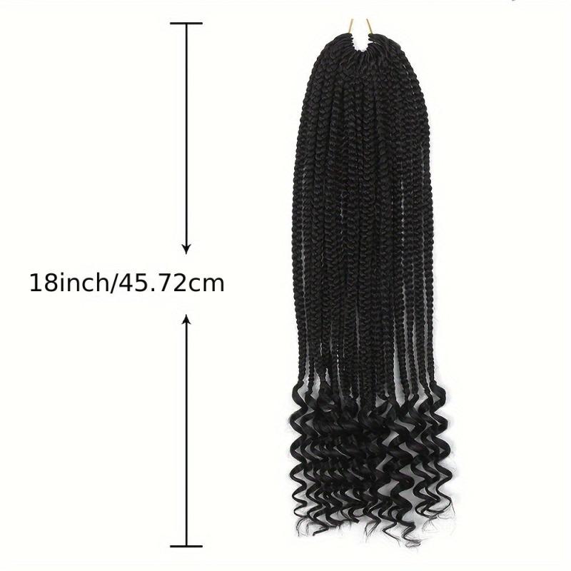 Boho Crochet Hair Extension Box Braid Curly Ends 45-72cm