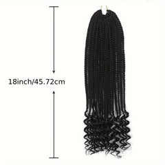 Boho Crochet Hair Extension Box Braid Curly Ends 45-72cm