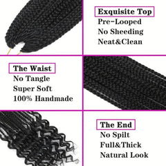 Boho Crochet Hair Extension Box Braid Curly Ends 45-72cm