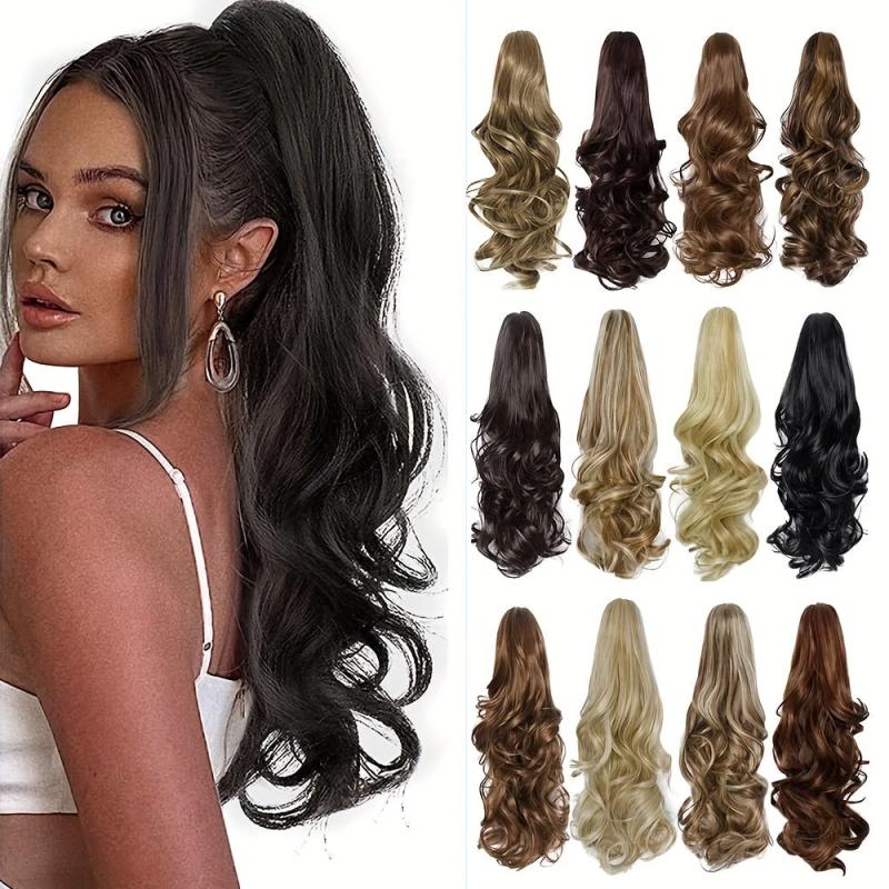 Long Curly Wavy Ponytail Extensions Synthetic Clip In Hair Extensions