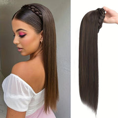 Straight Braided Headband Wigs For Women Synthetic Hair Half Wig