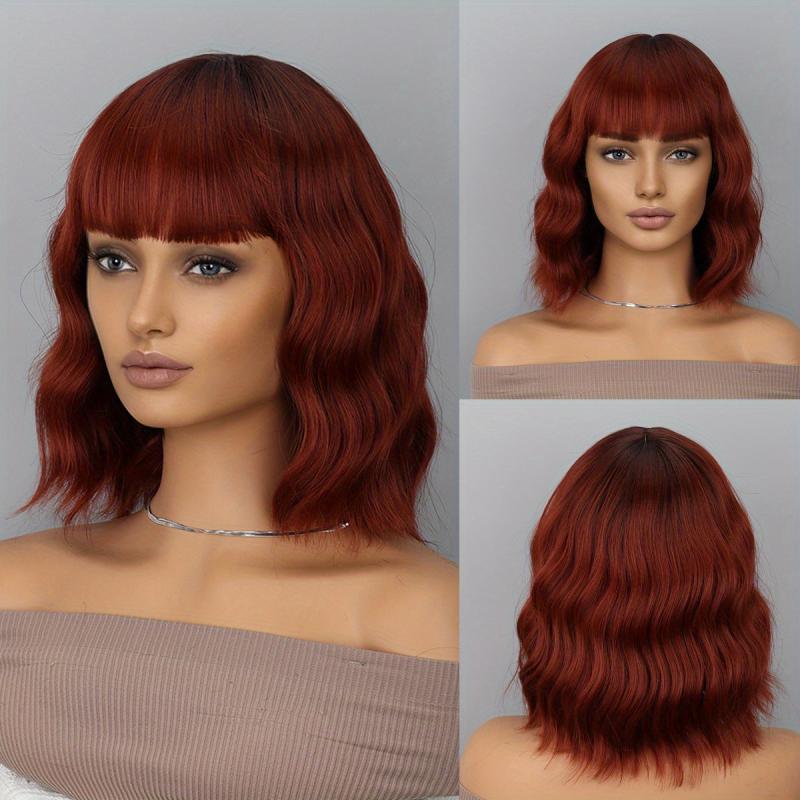 Short Curly Wig with Bangs for Women