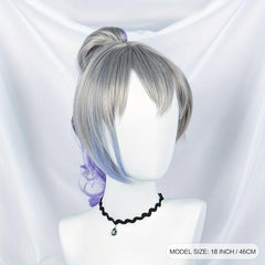 Silvery Wig With Purple Ponytail Synthetic Wig With Bangs Anime Cosplay