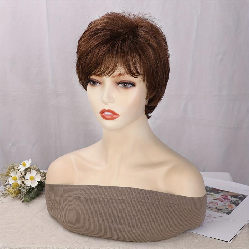 Short Pixie Cut Hair Wigs For Women Straight Synthetic Rose Net Hair Wigs