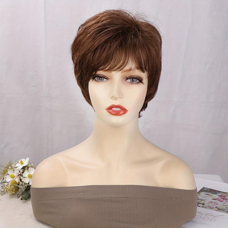 Short Pixie Cut Hair Wigs For Women Straight Synthetic Rose Net Hair Wigs