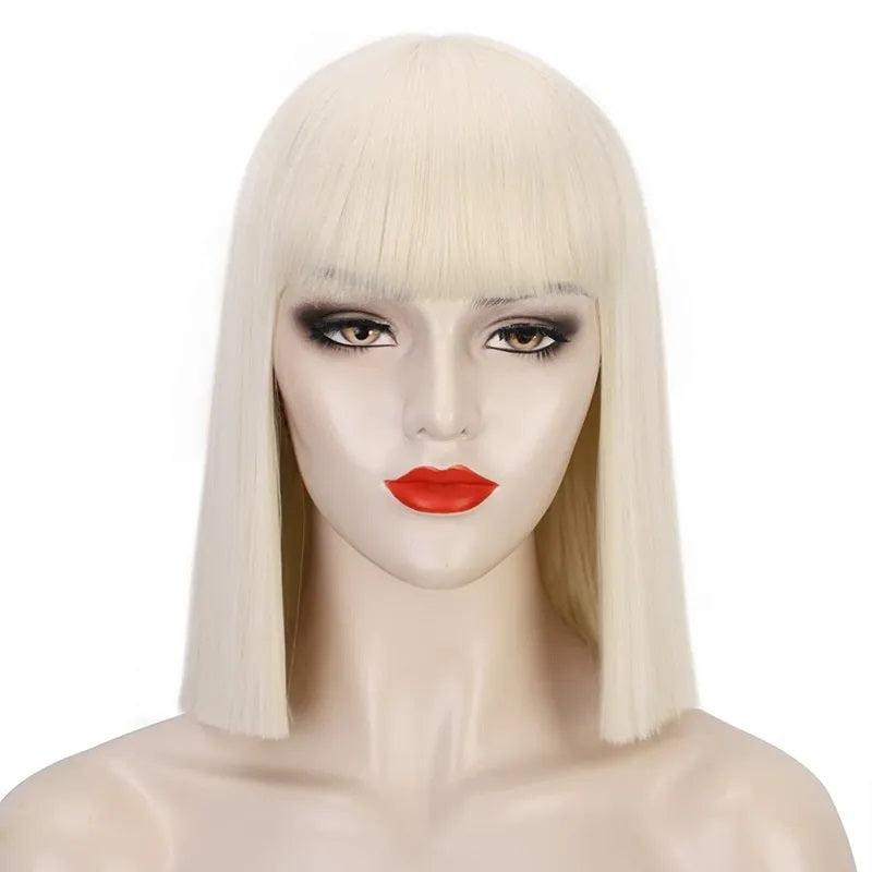 Short Bob Wigs with Hair Bangs for Women Natural Looking Synthetic Full Hair