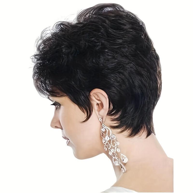 Short Straight Pixie Wig Bob Cut Wig With Bangs Synthetic Wig