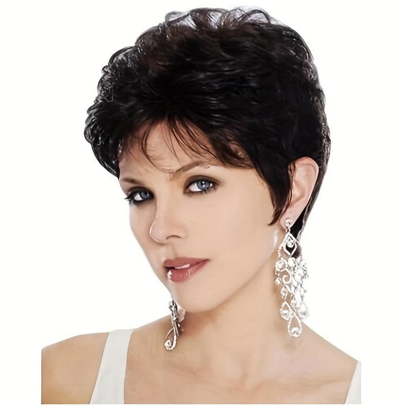 Short Straight Pixie Wig Bob Cut Wig With Bangs Synthetic Wig