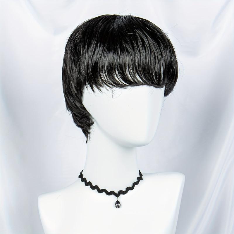 Short Straight Pixie Wig Bob Cut Wig With Bangs Synthetic Wig