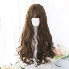 Pink Curly Synthetic Wig With Bangs 66 cm