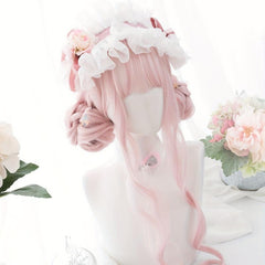 Pink Curly Synthetic Wig With Bangs 66 cm