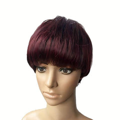 Short Pixie Cut Wig With Bangs Ombre Bob Brown Synthetic Straight Hi