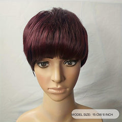 Short Pixie Cut Wig With Bangs Ombre Bob Brown Synthetic Straight Hi