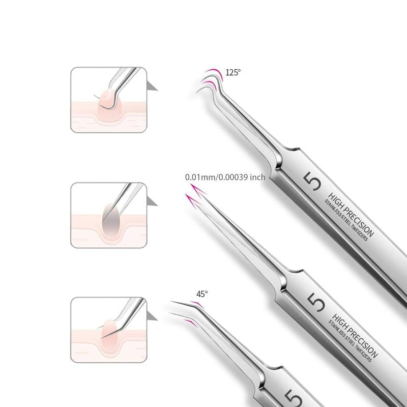 Facial Blackhead Remover Tweezers Precision Pimple Tool Kit