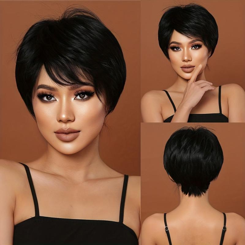 Synthetic Short Straight Hair Women's Wig for Daily Party Cosplay