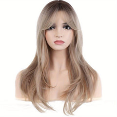 Long Curly Wig With Bangs Synthetic Wig Heat Resistant Fashionable For Daily Use