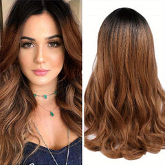 Long Curly Wig With Bangs Synthetic Wig Heat Resistant Fashionable For Daily Use