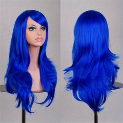 Long Curly Wavy Layered Synthetic Wig With Bangs