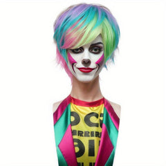 Rainbow Short Straight Synthetic Wig With Bangs