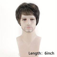15 24 cm Ombre Straight Synthetic Wigs For Men Short Straight Hair Replacement
