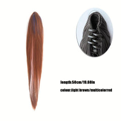 Straight Claw Clip Ponytail Extension with Highlight 50cm Long