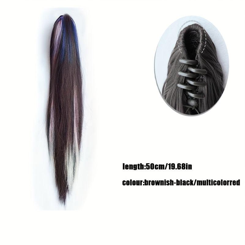 Straight Claw Clip Ponytail Extension with Highlight 50cm Long