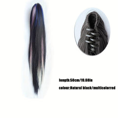 Straight Claw Clip Ponytail Extension with Highlight 50cm Long