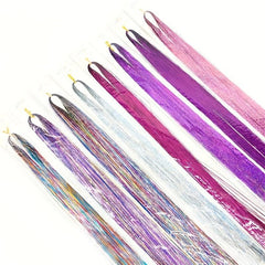 Glitter Tinsel Hair Extension Kit 3200 Strands 16 Mixed Colors