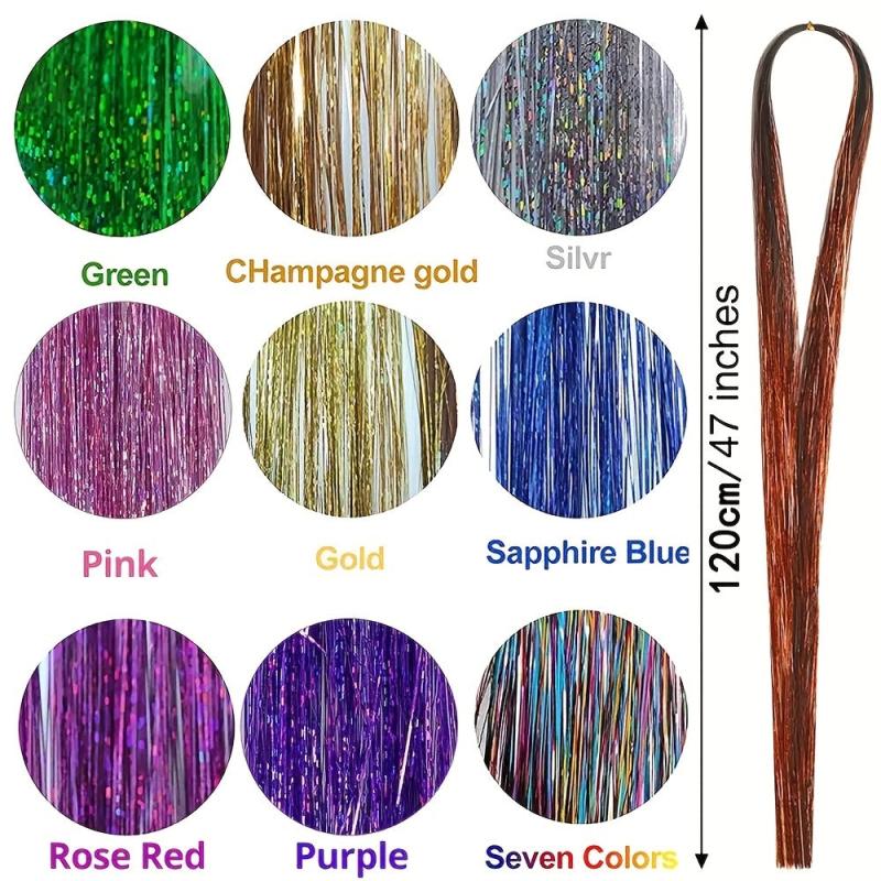 Glitter Tinsel Hair Extension Kit 3200 Strands 16 Mixed Colors