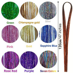 Glitter Tinsel Hair Extension Kit 3200 Strands 16 Mixed Colors