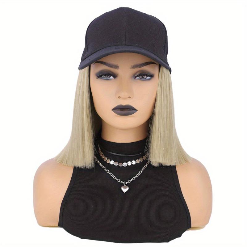 Short Straight Hair Wigs With Baseball Cap Hat - 25 4 Cm