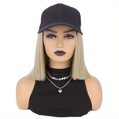 Short Straight Hair Wigs With Baseball Cap Hat - 25 4 Cm