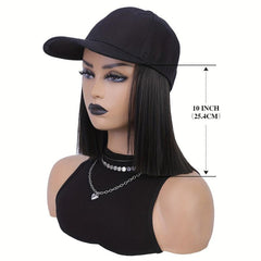 Short Straight Hair Wigs With Baseball Cap Hat - 25 4 Cm