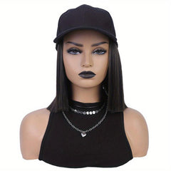 Short Straight Hair Wigs With Baseball Cap Hat - 25 4 Cm