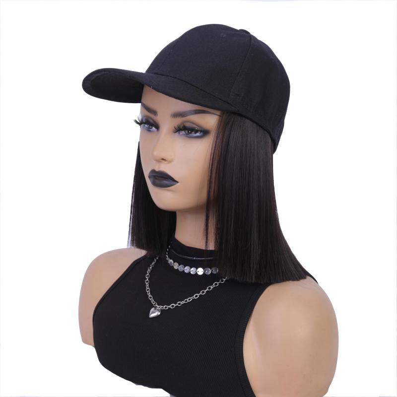 Short Straight Hair Wigs With Baseball Cap Hat - 25 4 Cm