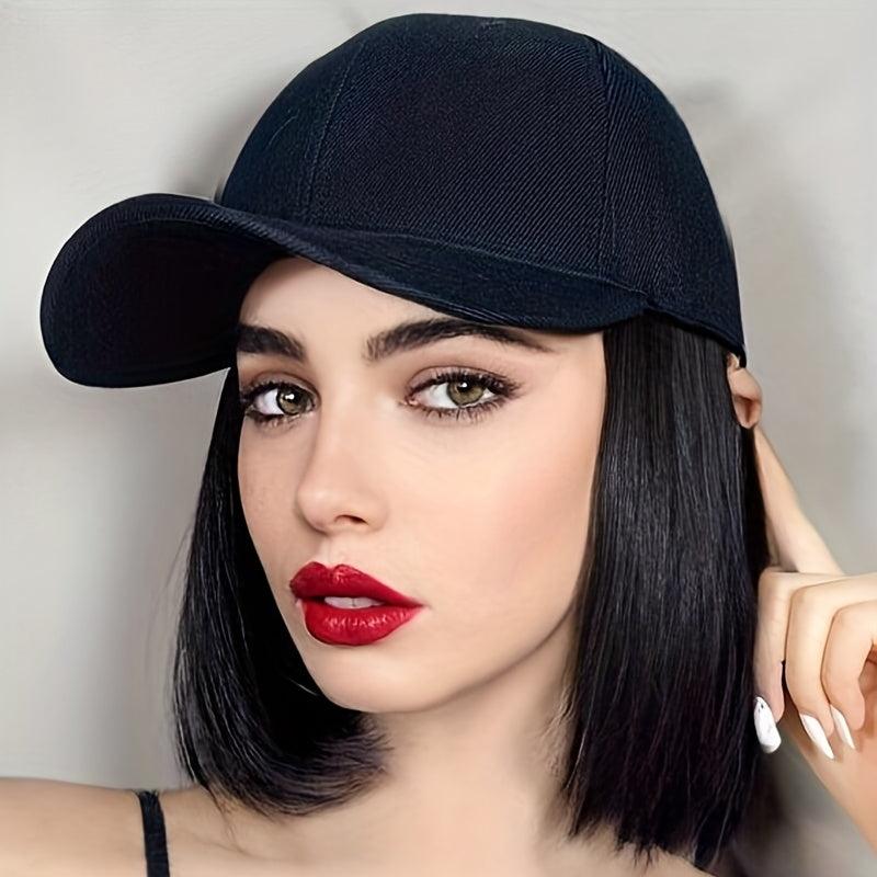 Short Straight Hair Wigs With Baseball Cap Hat - 25 4 Cm