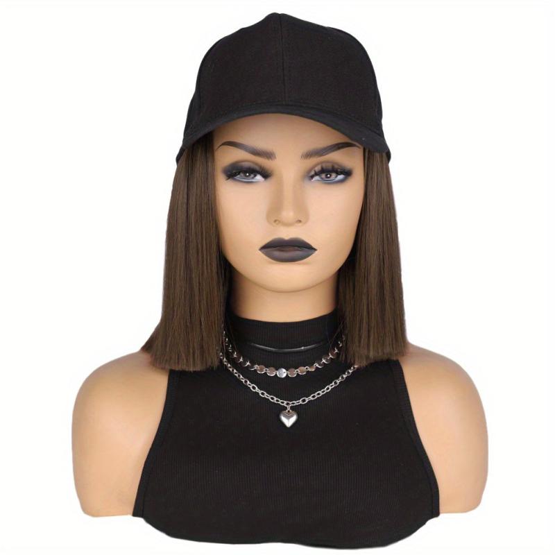 Short Straight Hair Wigs With Baseball Cap Hat - 25 4 Cm